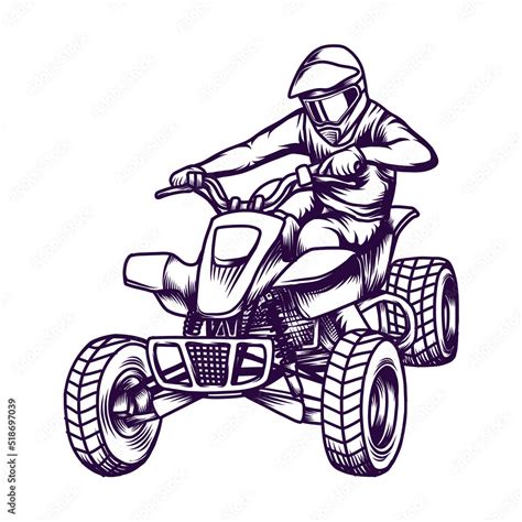 ATV Quad Bike Racing Extreme Adventure Vector Vintage Logo Stock