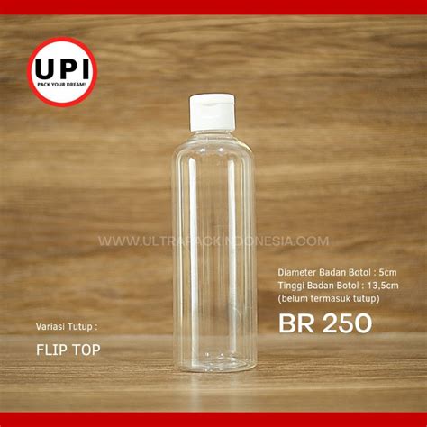 Jual BOTOL PET BR 250ML CLEAR FLIP TOP PUTIH BOTOL PLASTIK LOTION