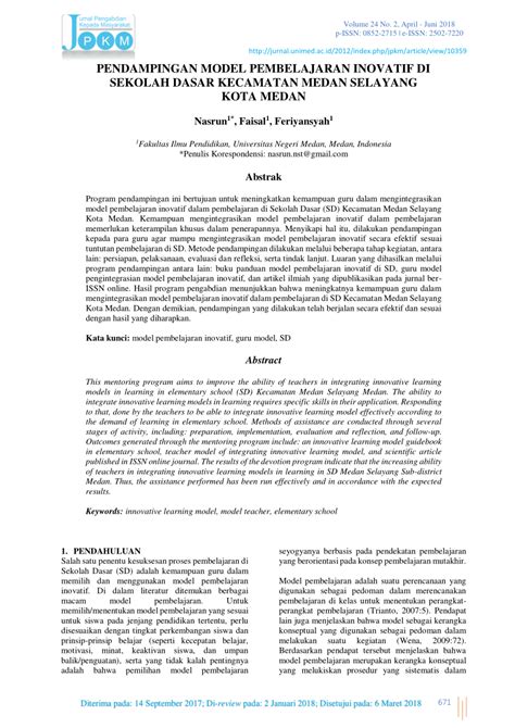 Pdf Pendampingan Model Pembelajaran Inovatif Di Sekolah Dasar
