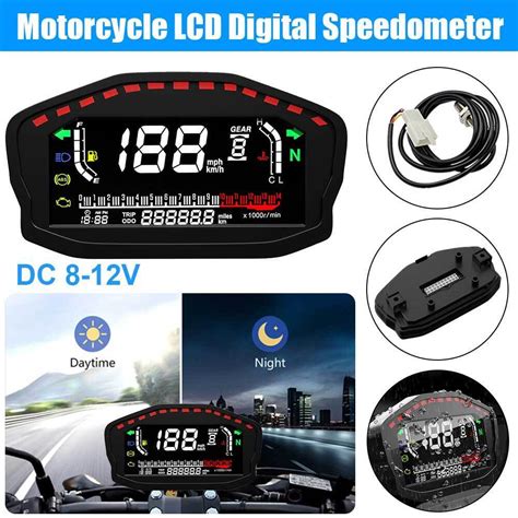 Universal Motorcycle LCD Digital Speedometer Odometer Tachometer KM H