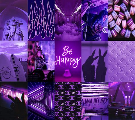 Pcs Boujee Purple Aesthetic Wall Collage Kit Neon Purple Etsy