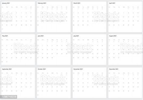 Black And White Simple Horizontal 2021 Year Calendar Pad Stock