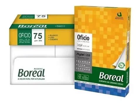 Kit X 10 Resmas Boreal Oficio 75g 21 59x35 5 Papel Blanco