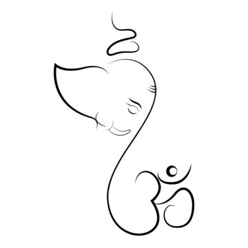 Lord Ganesha Vector Png Images Lord Ganesha Line Art With Om Hindi