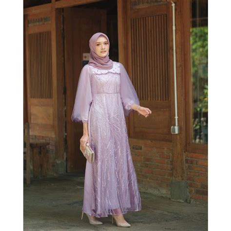 Jual Termurah Luna Dress Brokat Kombinasi Fashion Muslim Wanita