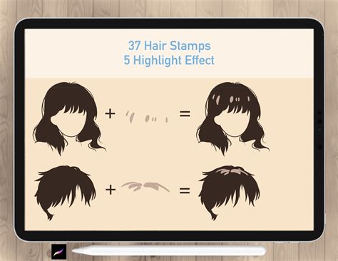 47 Procreate Manga Hairstyles Stamps Manga Hair Stamps Anime Etsy