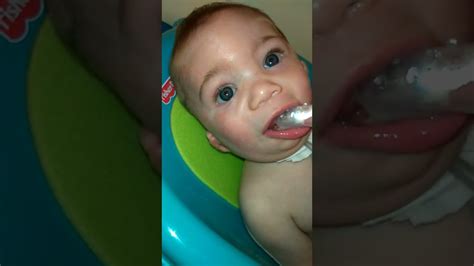 First Time Brushing Babys Teeth Short Youtube