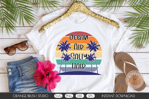 Ocean Air Salty Hair Svg Beach Quotes Graphic By Orange Brush Studio