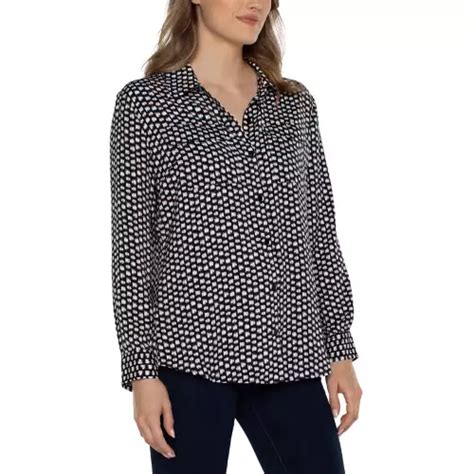 Womens Liverpool Los Angeles Flap Pocket Button Front Woven Blouse