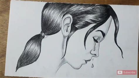 Pencil Drawing Of Crying Sad Girl Step By Step Youtube