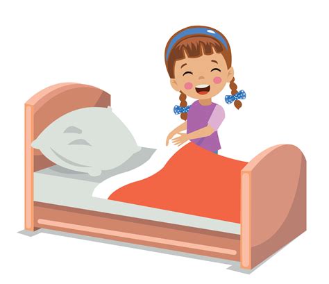 Cute Boy Making His Bed Vector Art At Vecteezy