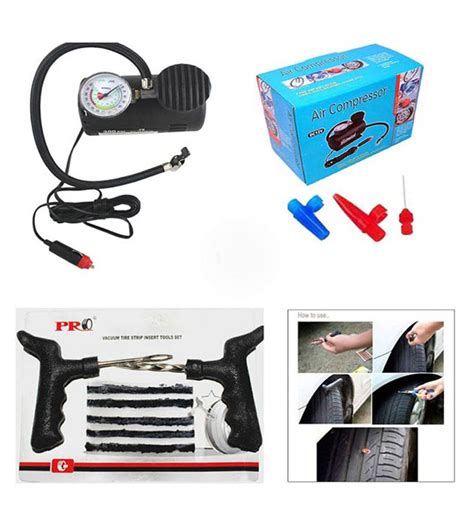 Buy Electric Car Bike Tyre Inflator Pump Compressor + Tubeless Tire ...