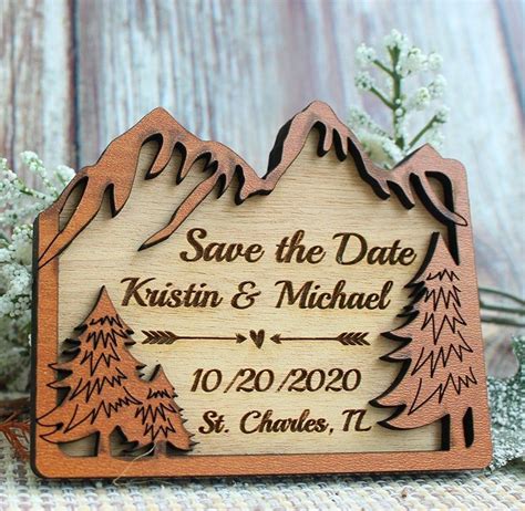 Mountain Save The Date Magnetrustic Forest Save The Datewood Save The