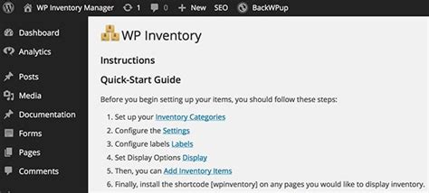 Configuration WP Inventory Manager