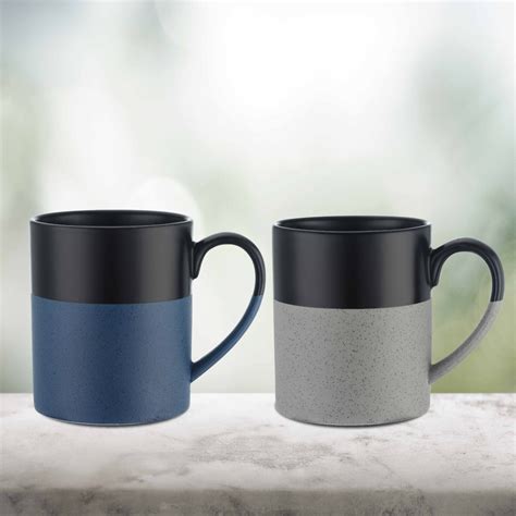 PALMER 15 OZ TWO TONE CERAMIC MUG WITH A SPECKLED BOTTOM AND BLACK