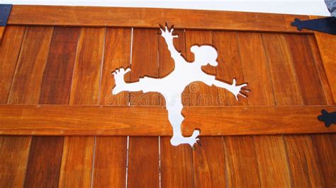 Cartoon Hole In The Wooden Wall Stock Photo - Image: 43527480