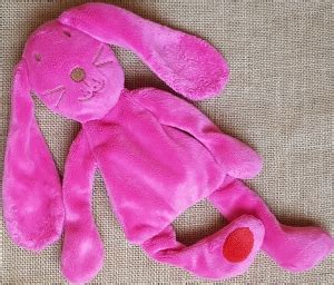 Doudou lapin rouge rose fuschia DPAM Du Pareil Au Même