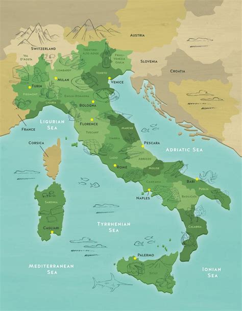 A Map Of Italy With All The Major Cities