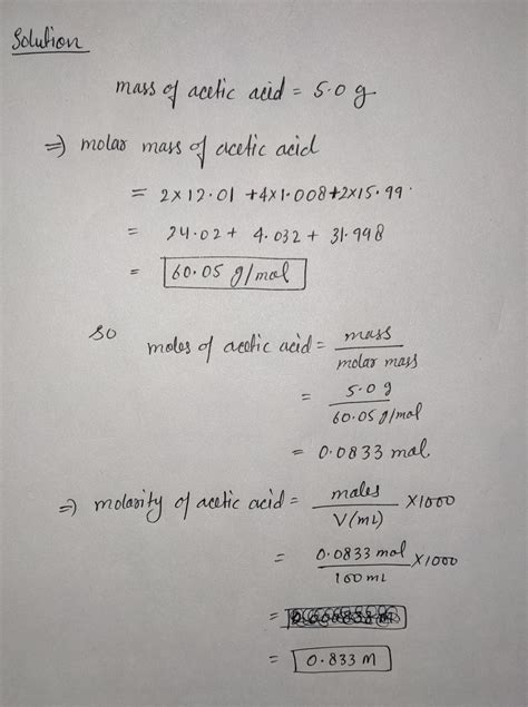 Solved Typical Commercial Vinegar Solutions Are M V Of Acetic