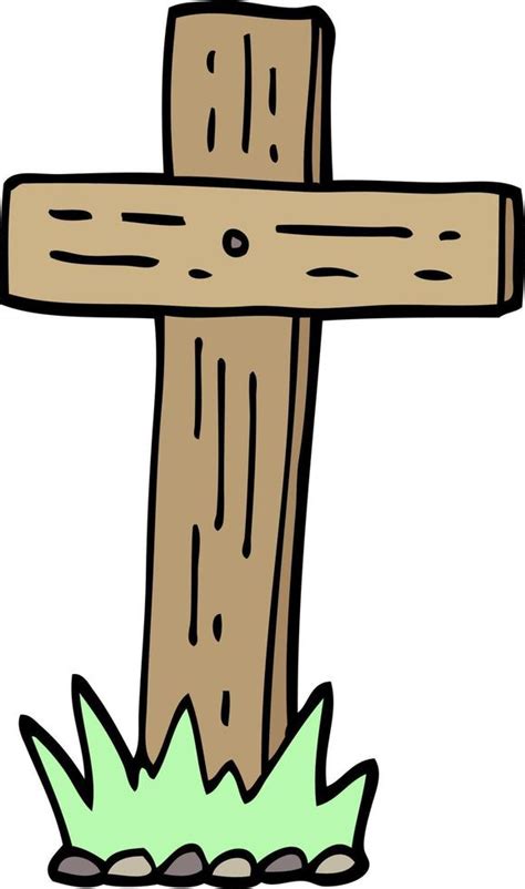 Hand Drawn Doodle Style Cartoon Wooden Cross 12551405 Vector Art At