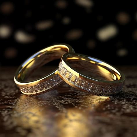 Premium Photo A Pair Of Gold Wedding Rings With Diamonds