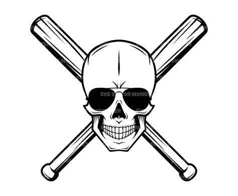 Baseball Skull Svg Baseball Mom Svg Crossed Baseball Bats Etsy In