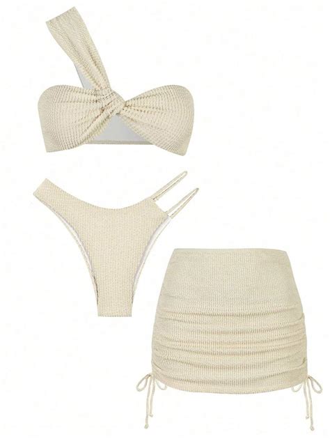 Sexy One Shoulder Bikini Set With Three Pieces In European And American