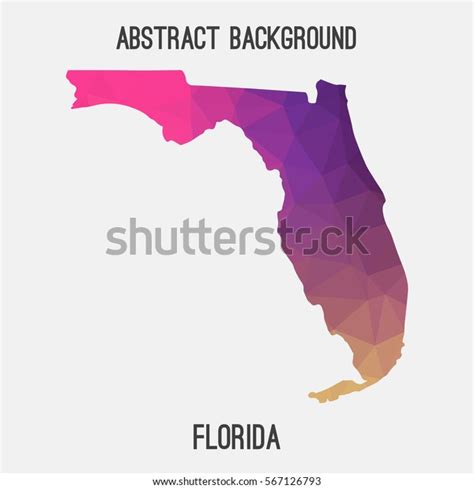 Florida Map Geometric Polygonalmosaic Styleabstract Tessellationmodern