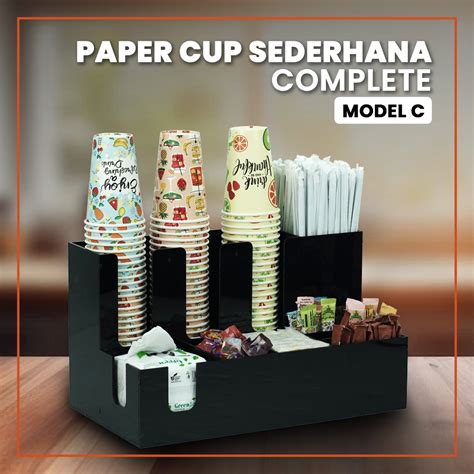 Jual Rak Akrilik Paper Cup Holder Sederhana Complete Model C Shopee