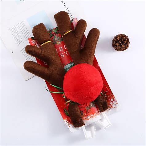Uutvmp Car Reindeer Kit, Auto Christmas Decorations Antlers with Nose