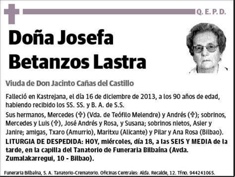 Betanzos Lastra Josefa Esquela Necrol Gica El Correo