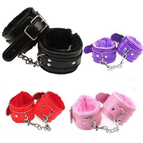 Fluffy Handcuffs Sexy Toys Adjustable Pu Leather Furry Handcuffs Ankle