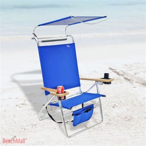 Deluxe 4 position Aluminum Beach Chair w/ Canopy & Storage Pouch - Camp ...