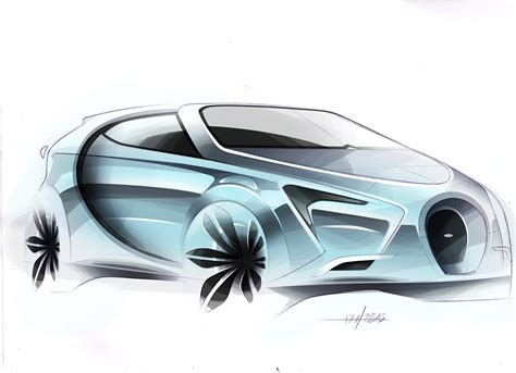 Bugatti micro car design sketches on Behance