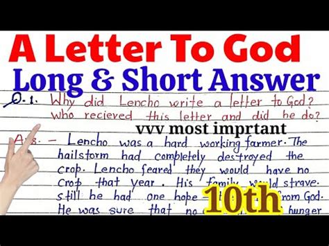 A Letter To God Long Answer Type Question And Short Answer Type