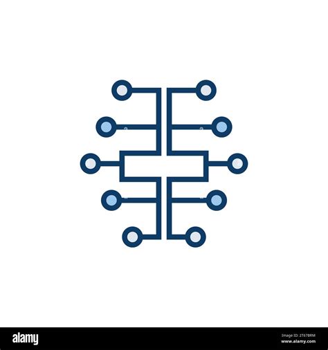 Digital Brain Icon Vector Electric Circuit Brain Concept Ai Symbol Or