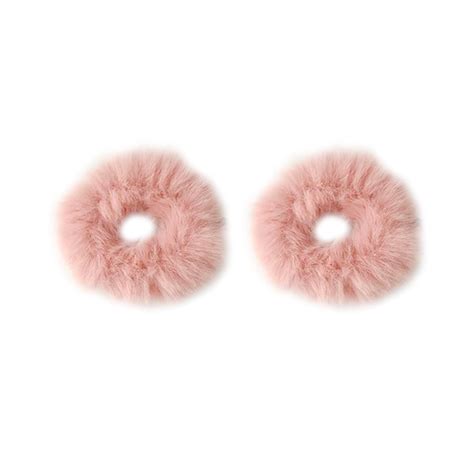 Amazon 2 PCS Furry Faux Rabbit Fur Hair Scrunchies Halloween