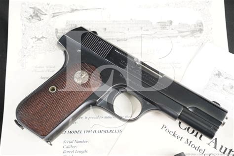 Wwii U S Property Colt Pocket Hammerless Acp Semi Auto Pistol