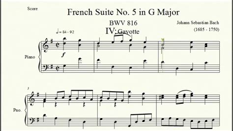 French Suite No 5 In G Major BWV 816 4th Movement Gavotte Johann