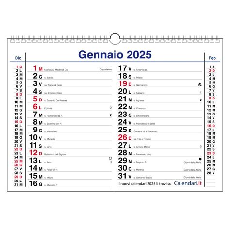 Calendario Muro Olandese Orizzontale Mensile Santi Lune E Settimane