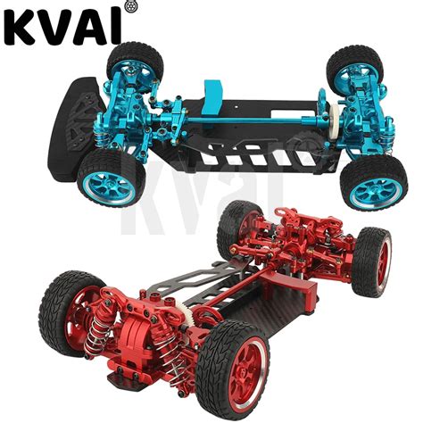 Metal Alloy Carbon Fiber Frame Chassis With Shock Absorbers Wheels Belt Drive For Tamiya Tt02 Tt 