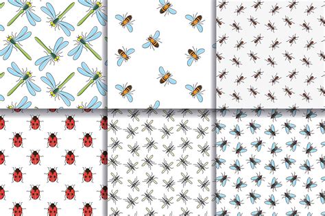 Insects Seamless Patterns Collection 617110 Vector Art At Vecteezy