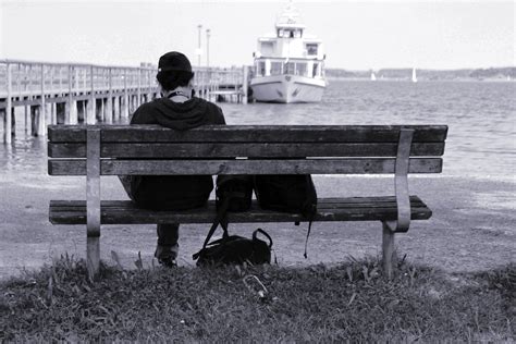 Free Images Beach Person Dock Black And White Bench Lake Alone