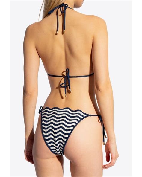 Zimmermann Striped Textured Bikini In White Lyst