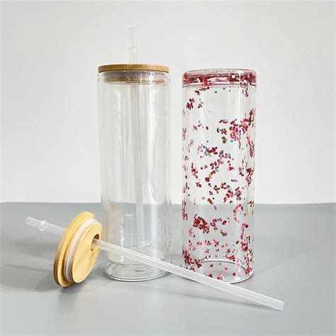 Sublimation Blanks Double Walled Snow Glass Bamboo Tumblers Libbey