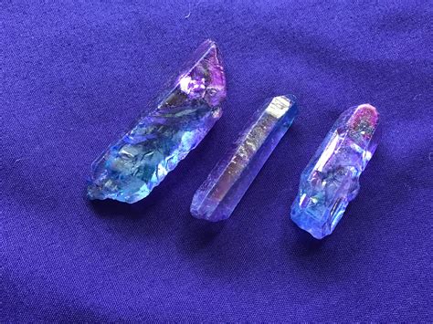 S2250 Pack Of 3 Purpleblue Aura Quartz Points