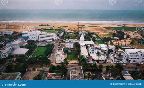 beautiful drone view  puri city  beaches stock image image