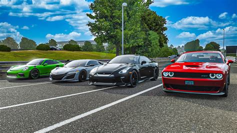 Acura Nsx Vs Porsche 911 Gt3 Rs Vs Dodge Challenger Srt Hellcat Vs Nissan Gt R Forza