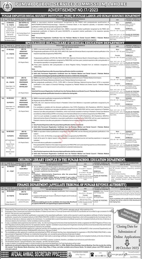 Punjab Public Service Commission Ppsc Jobs 2023 2024 Job Advertisement