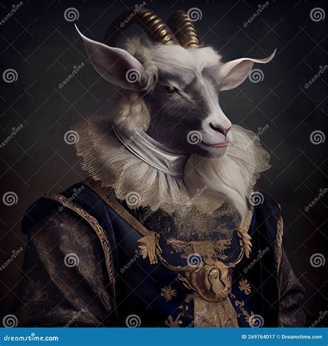 Goat Emperor King Aristocratillustration Generative Ai Stock